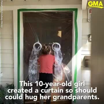10-Year-Old Girl Created a Curtain with Arm Holes So She Could Hug Her Grandparents