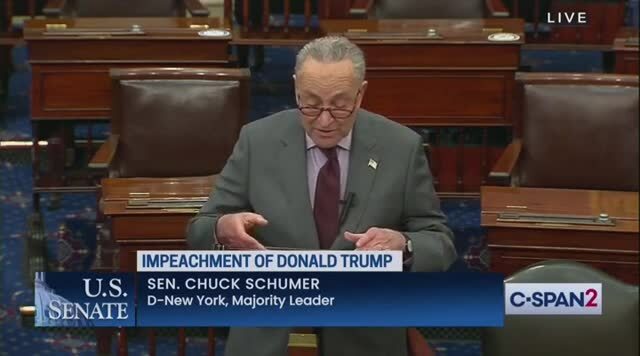 Schumer: ‘Senators Will Have to Decide if Donald John Trump Incited the Erection ... Insurrection’
