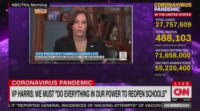 CNN Calls out VP Harris: The Science Shows It Is Possible to Open Schools Safely Without Teachers Being Vaccinated