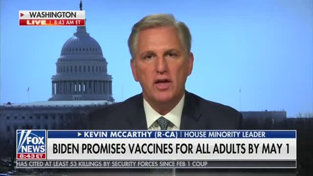 Kevin McCarthy Slams Covid-19 Spending Bill: ‘A Waste of Money … That Will Cost Every Family of Four $22,000’