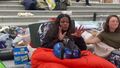 Rep. Bush Holds Protest for Eviction Moratorium from Sleeping Bag, Surrounded by Food