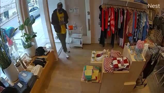 Masked Man Shoplifting in San Francisco Clothing Store